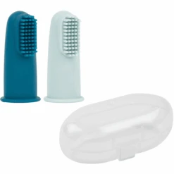 Nattou Set Mit 2 Babyzahnbürsten Blau