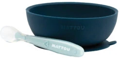 NATTOU SILICON Esslern Set 2 Teilig Schüssel In Blau